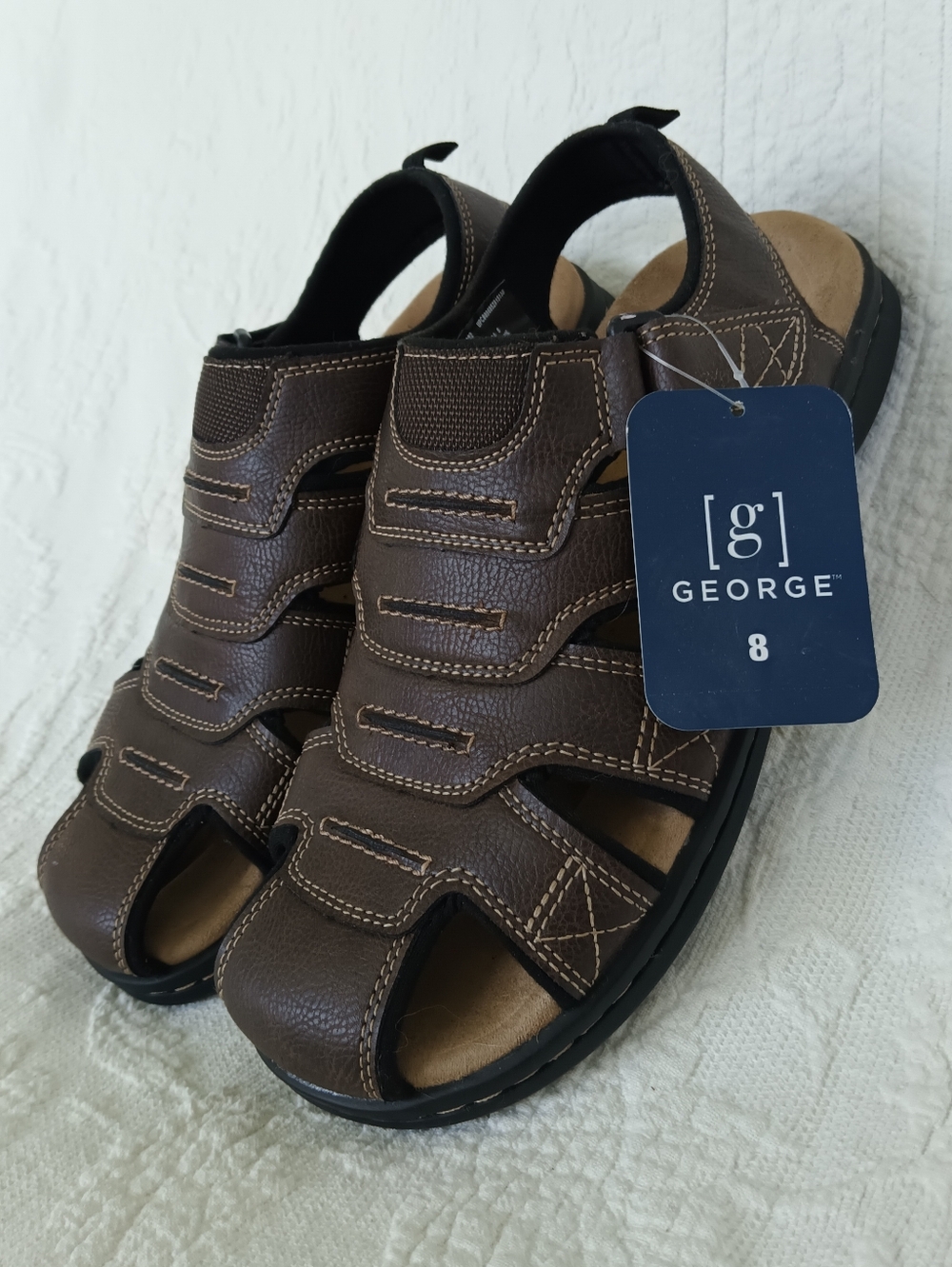 George Brown Fisherman-Style Leather Sandals Basic Closed Toe Hiking Outdoors 8 - Picture 8 of 8